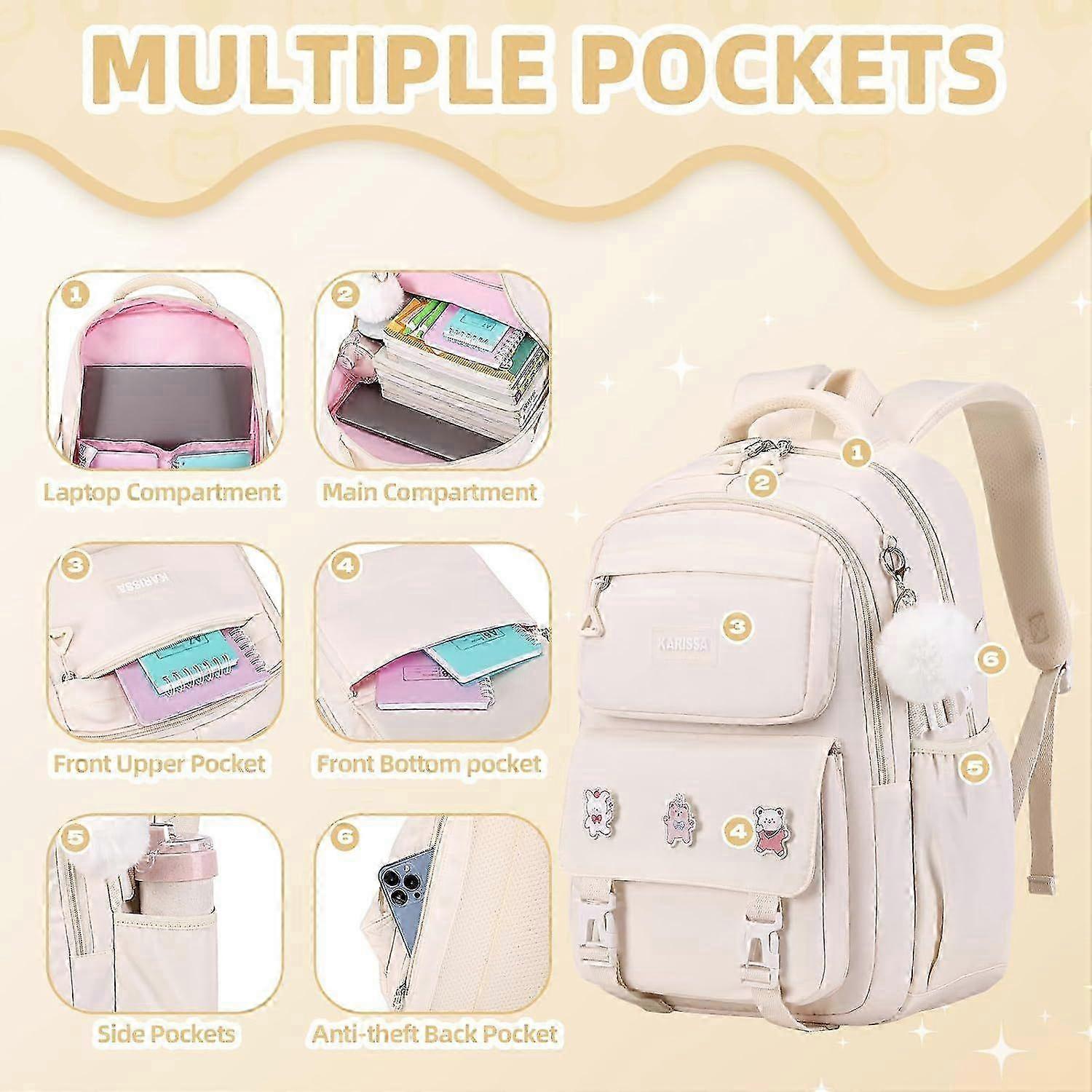 Fimibuke Girls Backpack Set - 3-Piece Waterproof School Bag With Lunch Box & Pencil Case - View #14