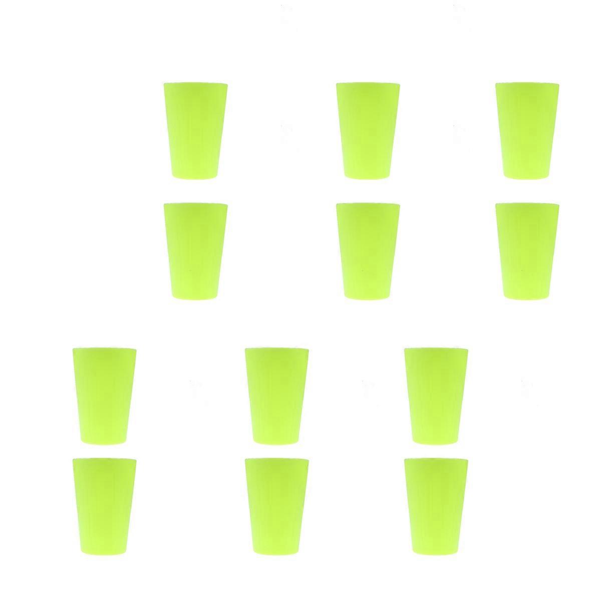 Round Plastic Cups 12Pcs Suitable For Self-service Areas Cafes And Restaurants 201-300ml Green Matte Finish Great For Beverages