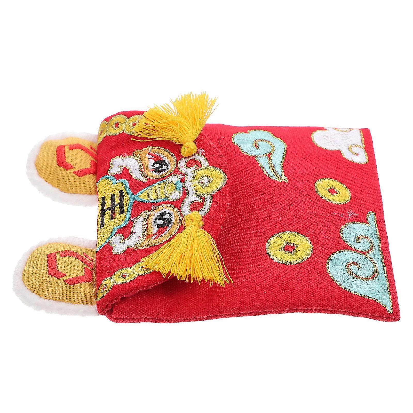 Creative New Year Red Envelope Embroidered Canvas Suitable For Friends Red 12X9.5cm Symbolize Good Blessings 1Pcs