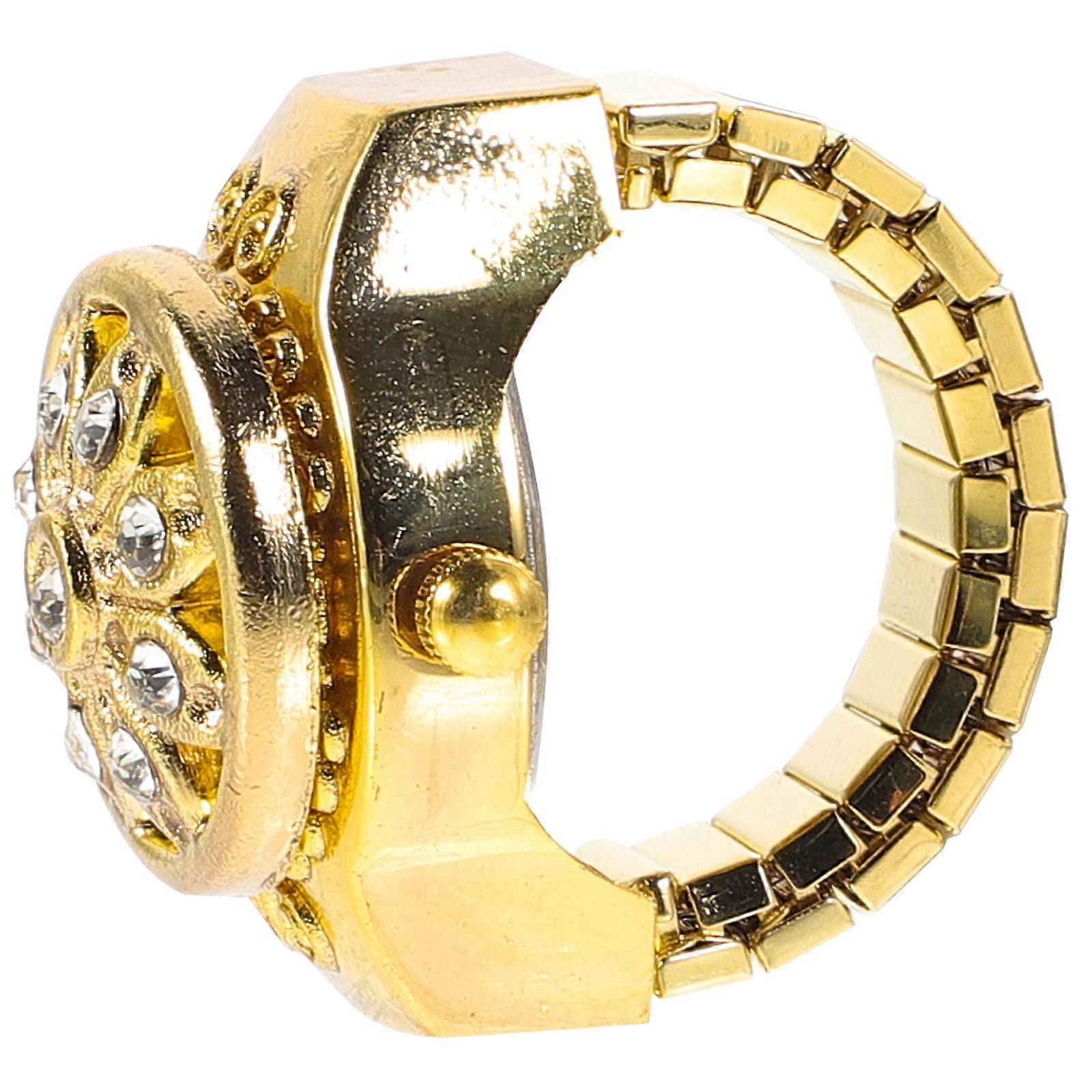 Retro Finger Watch Designed For Both Men And Women With Elegant Circular Shape And Golden Color For Outdoor Activities 1Pack