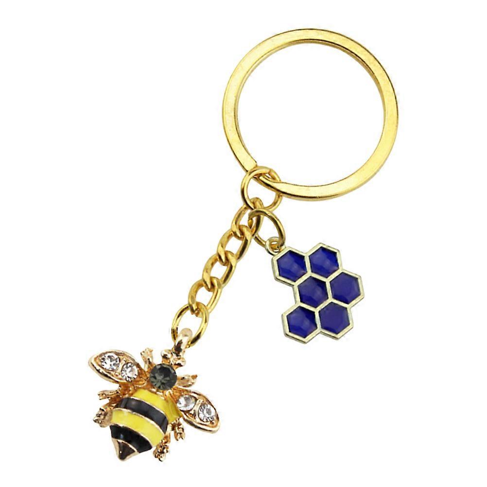 Alloy Bee Keychain Pendant For Outdoor Activities Featuring Hexagonal Shape 1Pcs