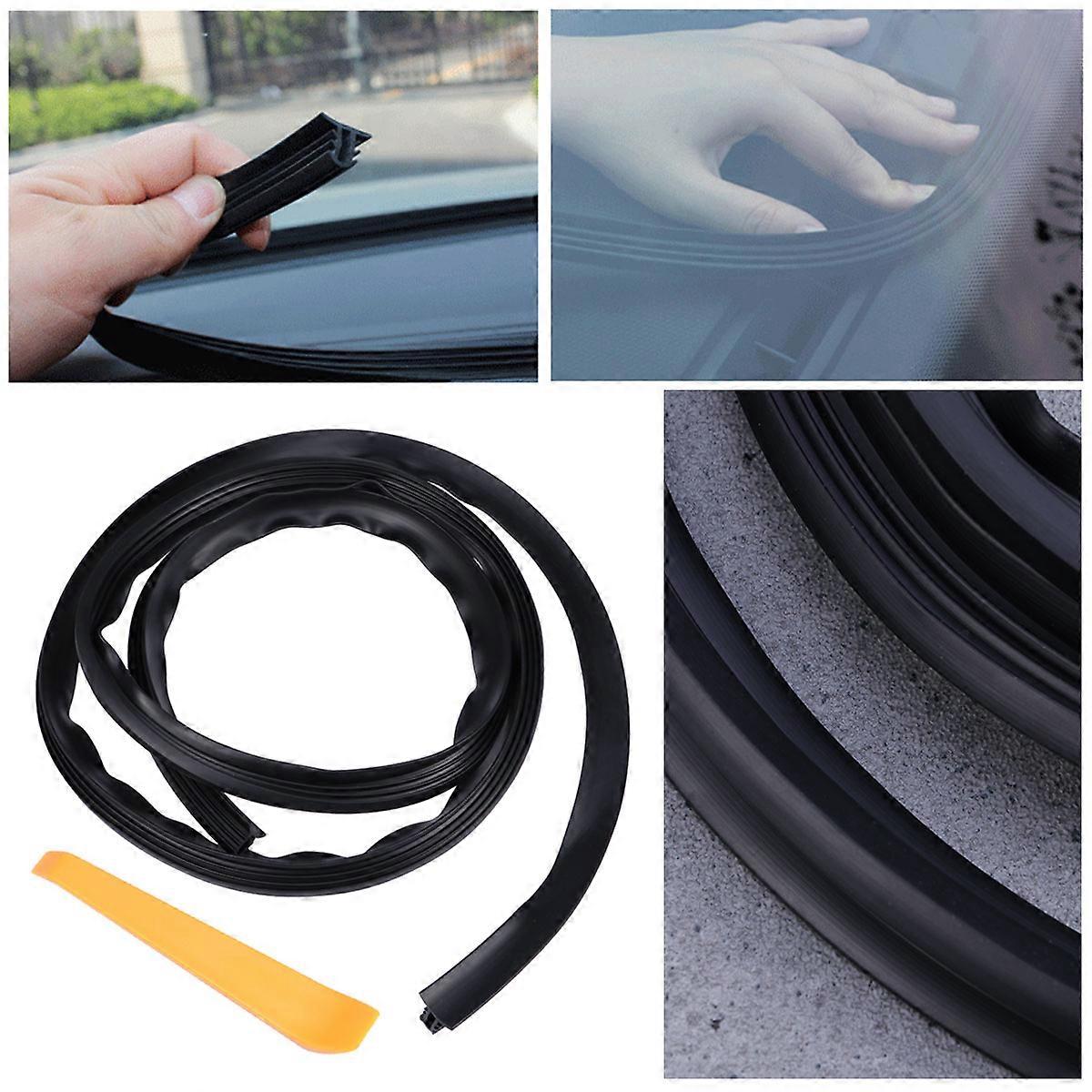 Automotive Windshield Trim 1.6 Meters Decoration for Car Owners Flexible Sound Absorption Black 1Pack