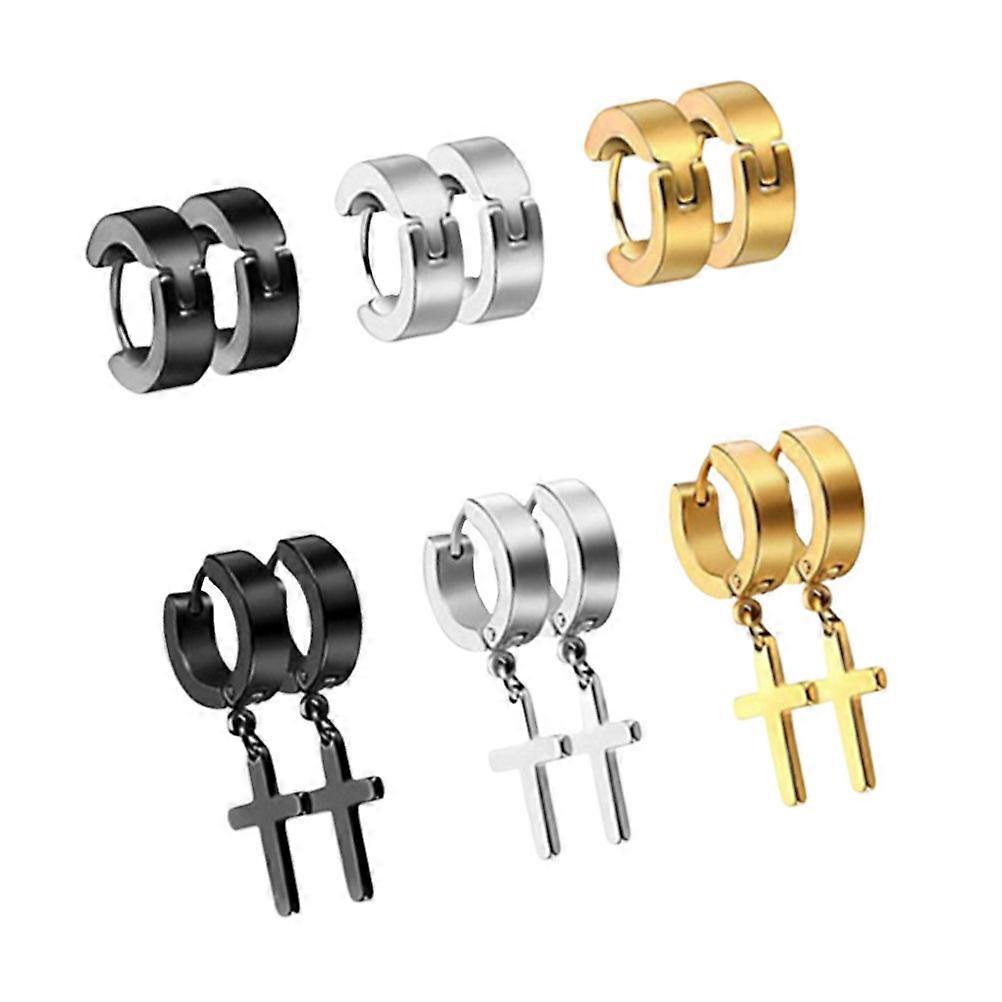 Crucifix Earrings For Men Fashion Accessory With Assorted Color Design Perfect For Everyday Use 6 Pair