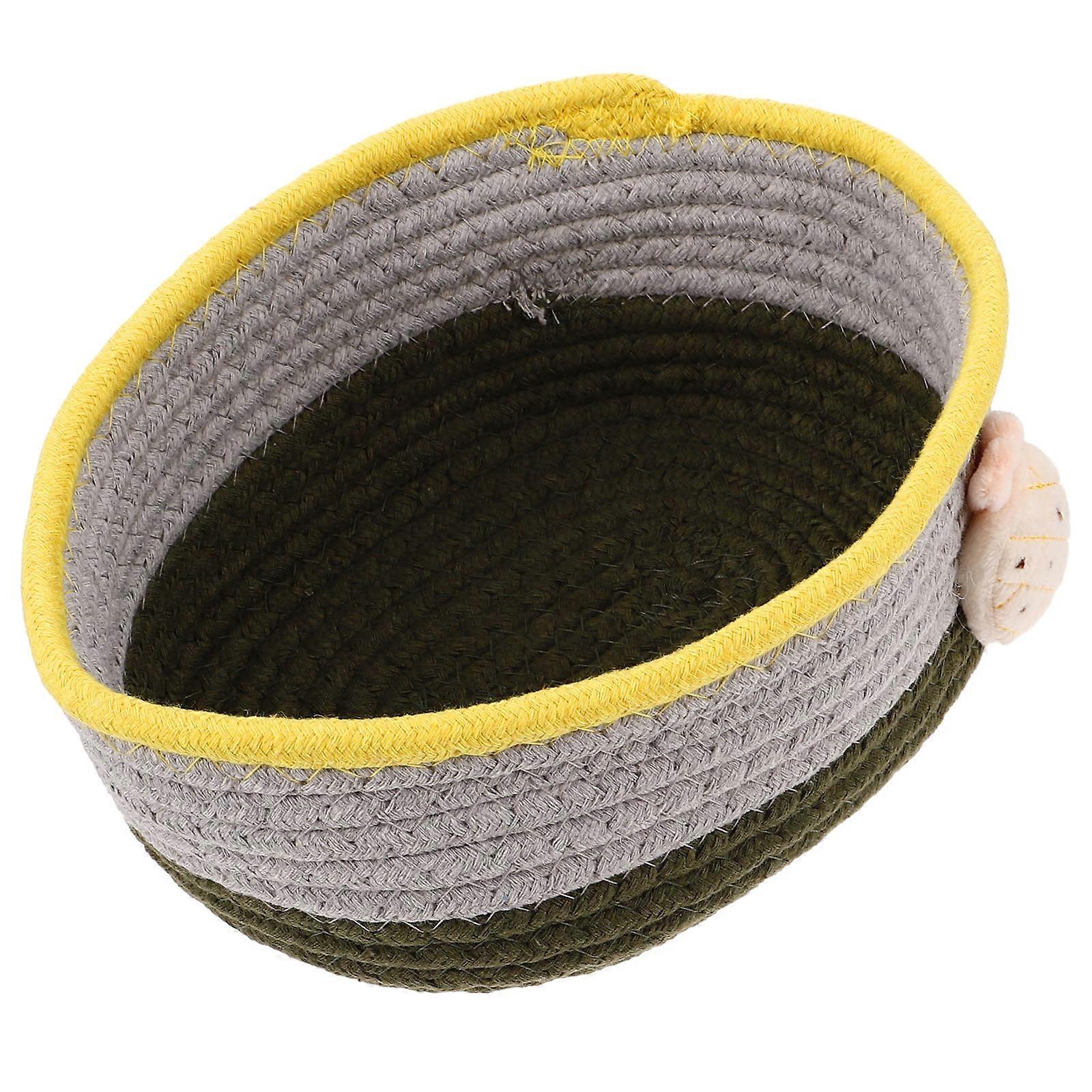 Desktop Cotton Woven Storage Basket For Women And Students In Home And Dorm 9.6X7.1X3.7in Rustic Aesthetic 1Set