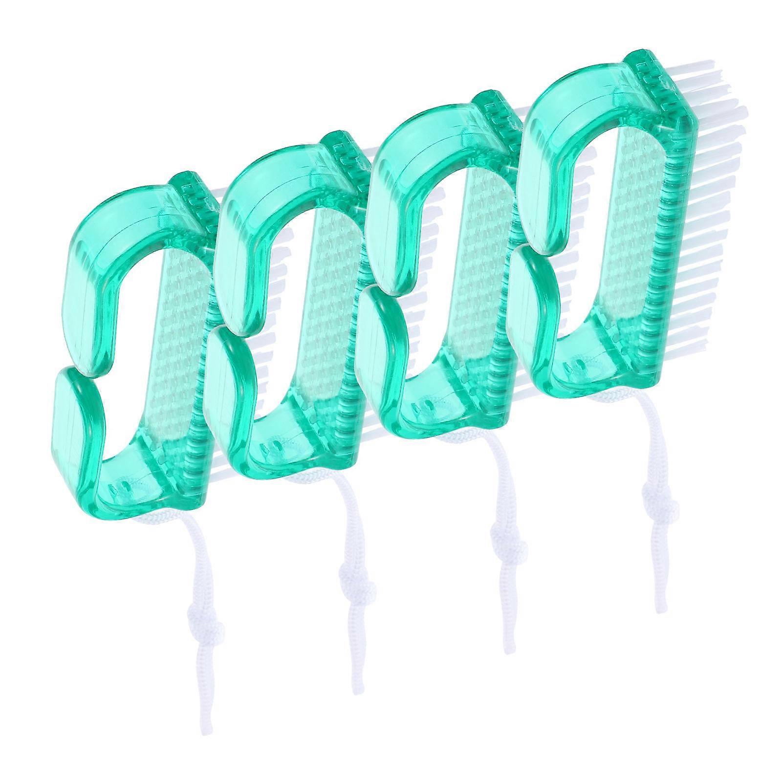 4 Pcs Plastic Nail Brush Set for Fingernails and Toenails – Compact, Portable Scrubbing Brushes with Handles for Effective Nail Care and Debris