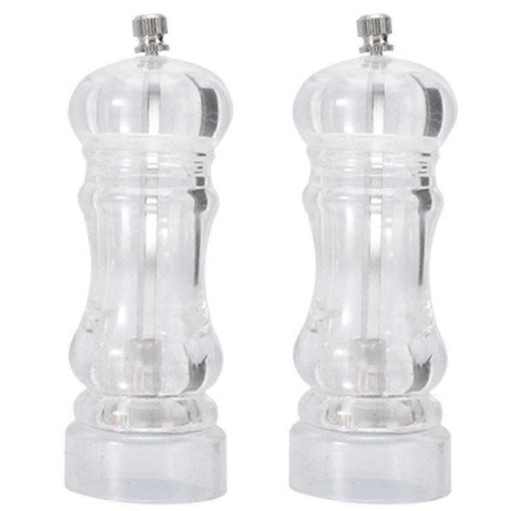 Refillable Transparent Acrylic Salt and Pepper Mill Set - Stylish Kitchen Condiment Grinders for Fresh Seasoning