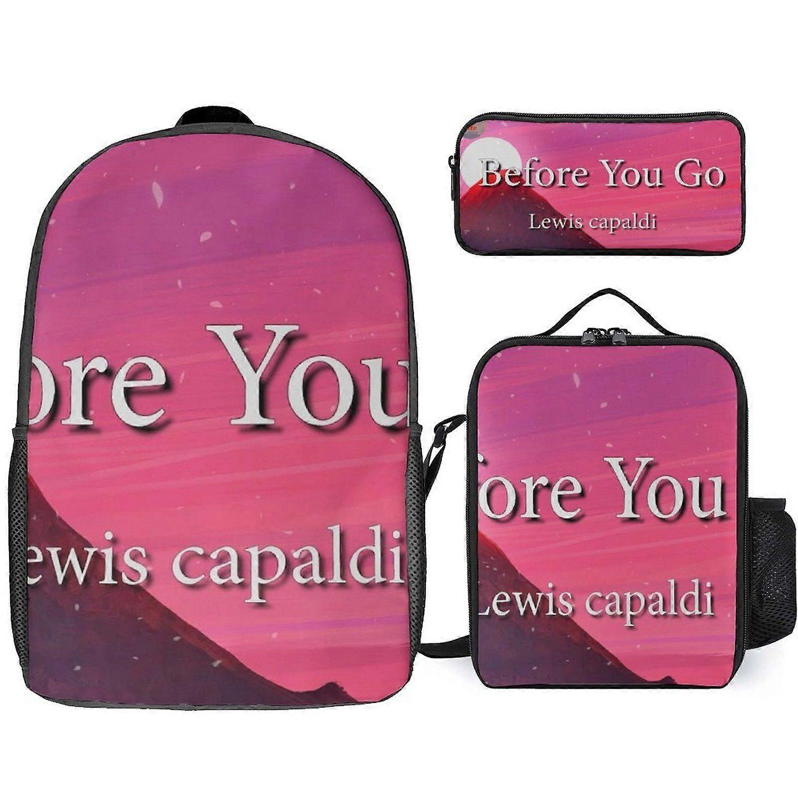 w2219 LEWIS CAPALDI Backpack Pro Combo Large Capacity Bookbag with Bento Box and Rotating Pencil Organizer u2219