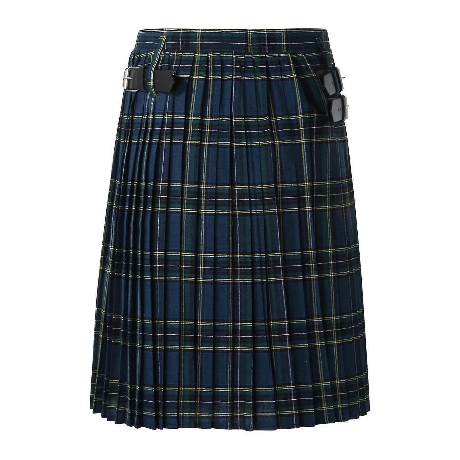 Scottish Kilt For Men Tartan Checked XXL Leisure Classic Highland Dress Skirt Blue