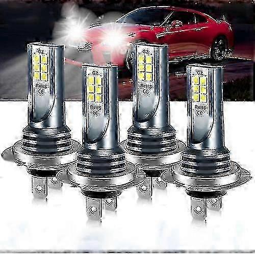 4-Pack H7 LED Fog Light Bulbs – 220W 60000LM Super Bright 6000K White, Also Works As DRL