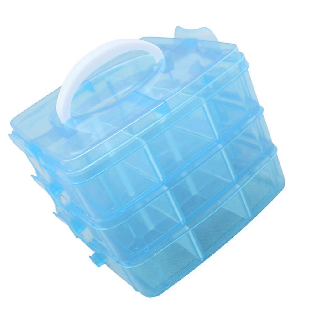 Cosmetics Organizer Three Layer Plastic Storage Box for Daily Life Blue with Home Item Storage 1Set