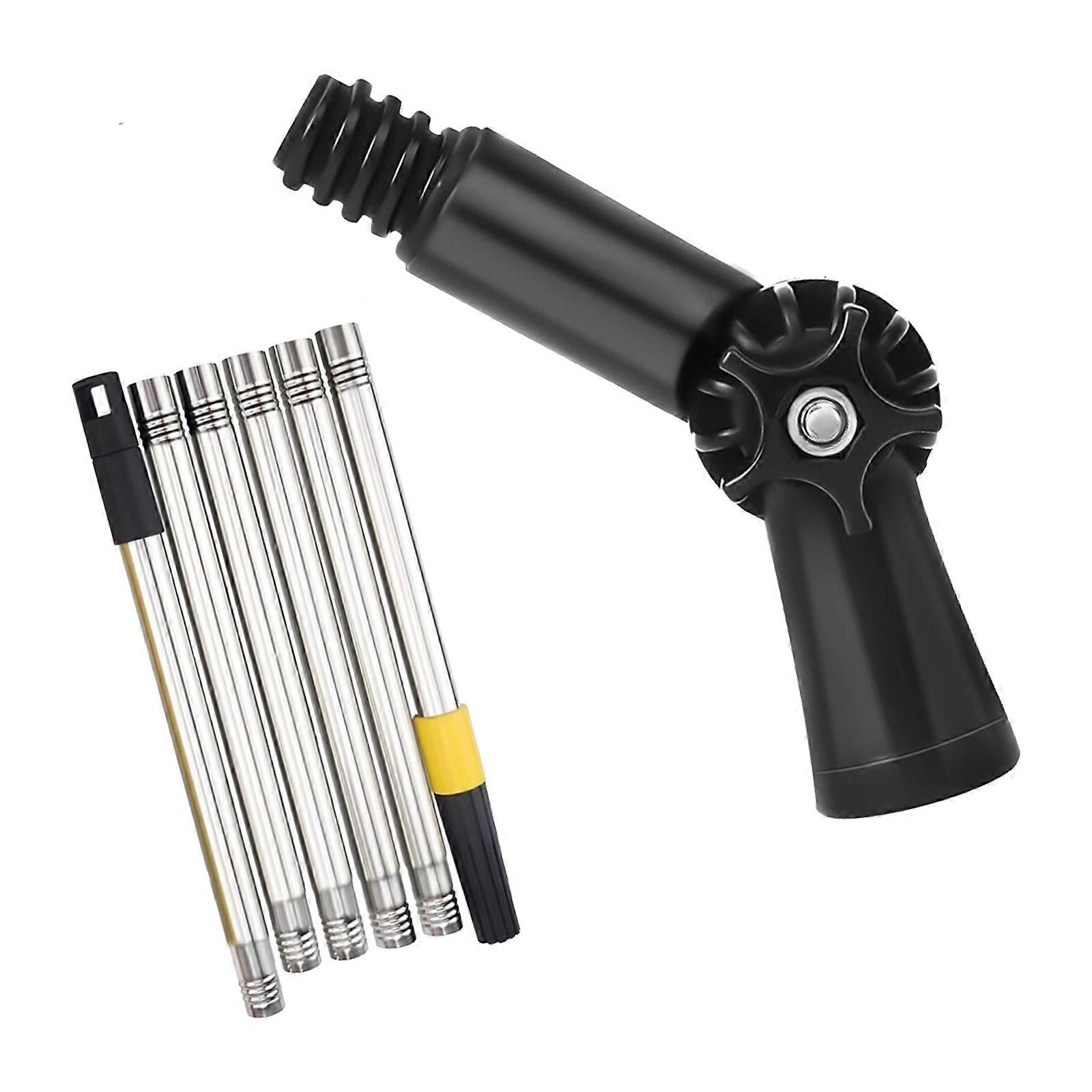 Adjustable Extension Poles With Rotatable Cleaning Head Corrosion Resistant For Outdoor Gutters Maintenance Tasks Multicolor