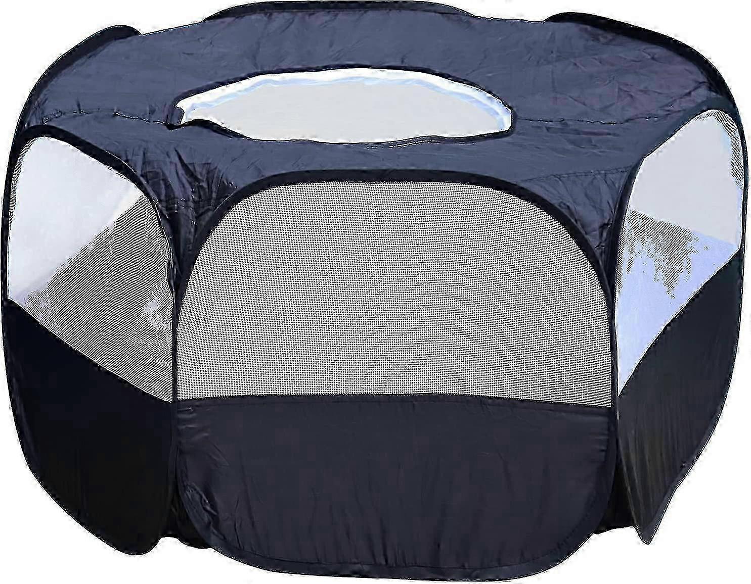 Pop-Up Mesh Enclosure Tent for Small Pets - Compact Black Design