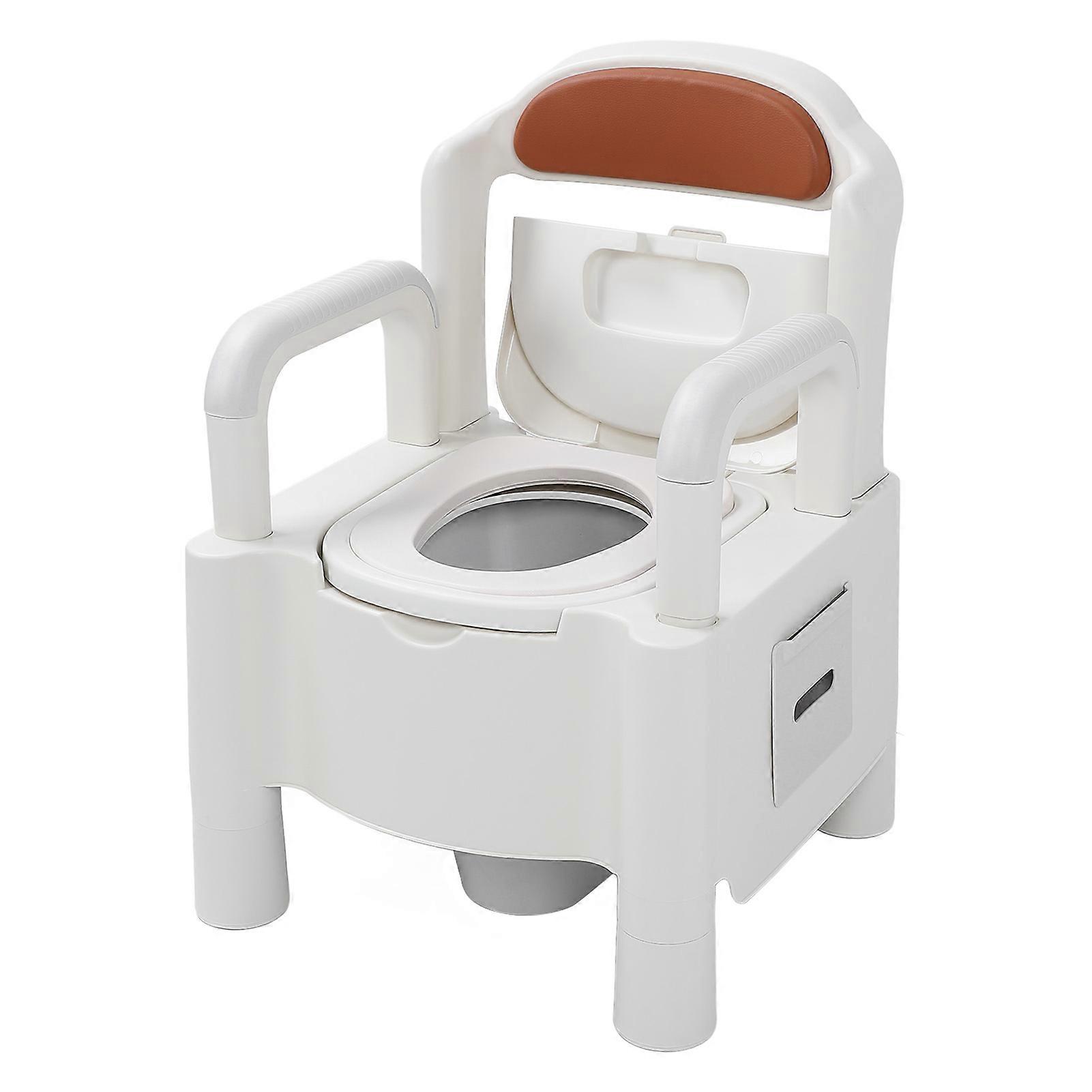 Adjustable Height Bedside Commode Chair with Armrest & Backrest