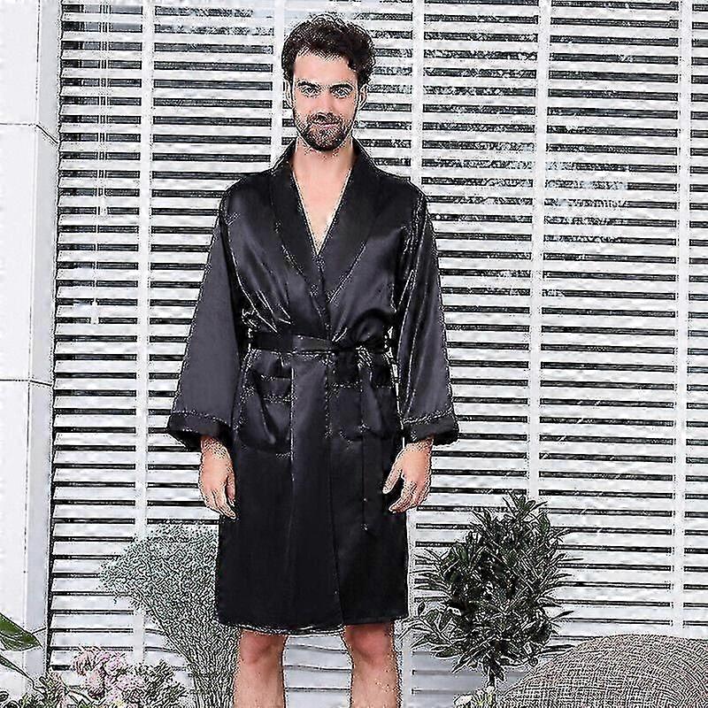 Lüks Erkekler Saten İpek Kimono Bornoz - Pijamalar, Bornoz & Ev Giysileri DMW için