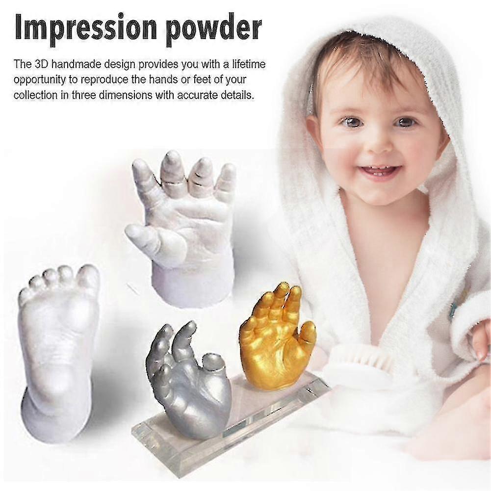 Baby 3d Hand Foot Print Mold Powder Plaster Casting Kit Handprint F...