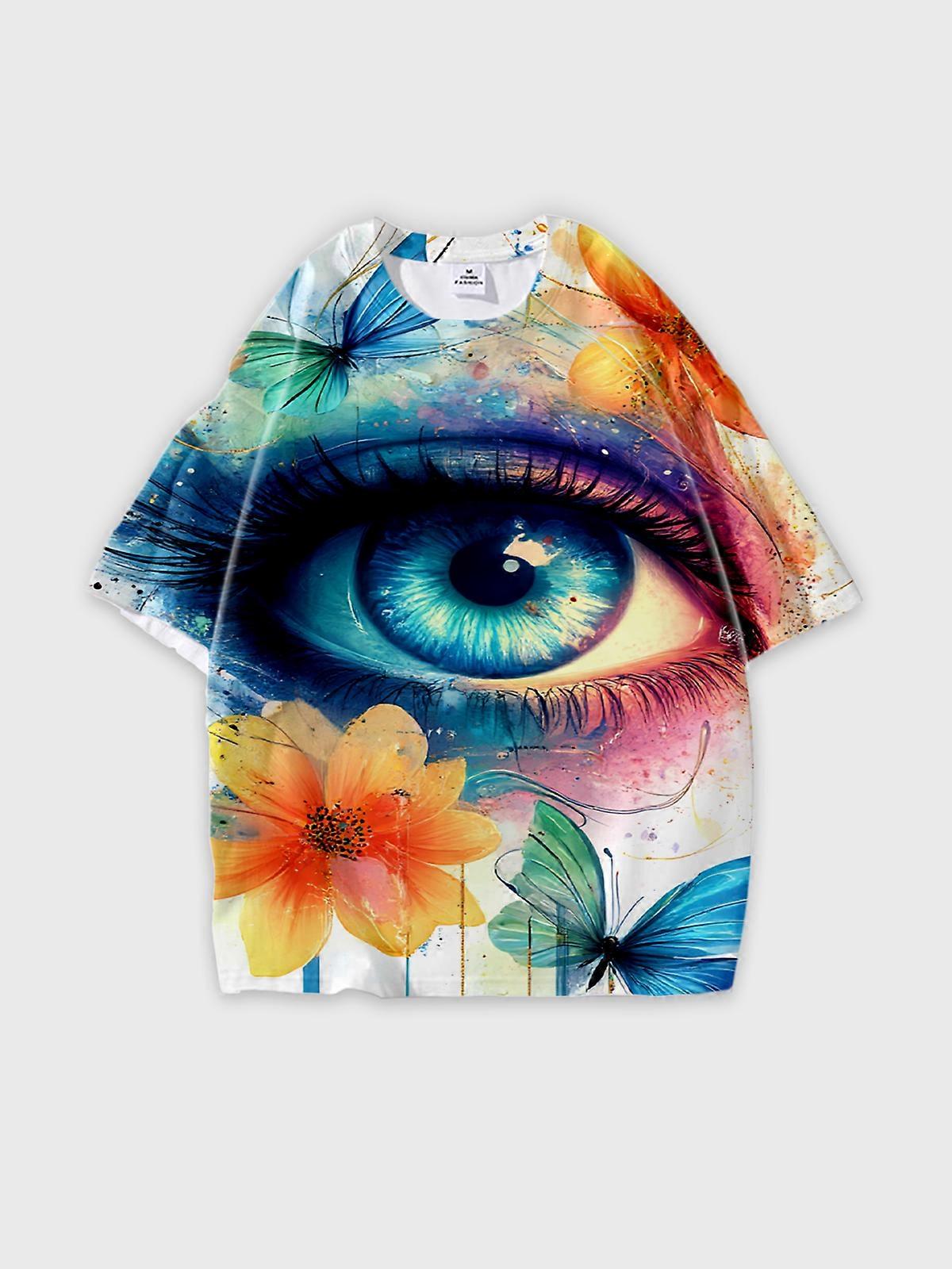 T-Shirt Short Sleeve Round Neck, Summer Casual Loose Graphic Tee, Unisex Pattern V2486