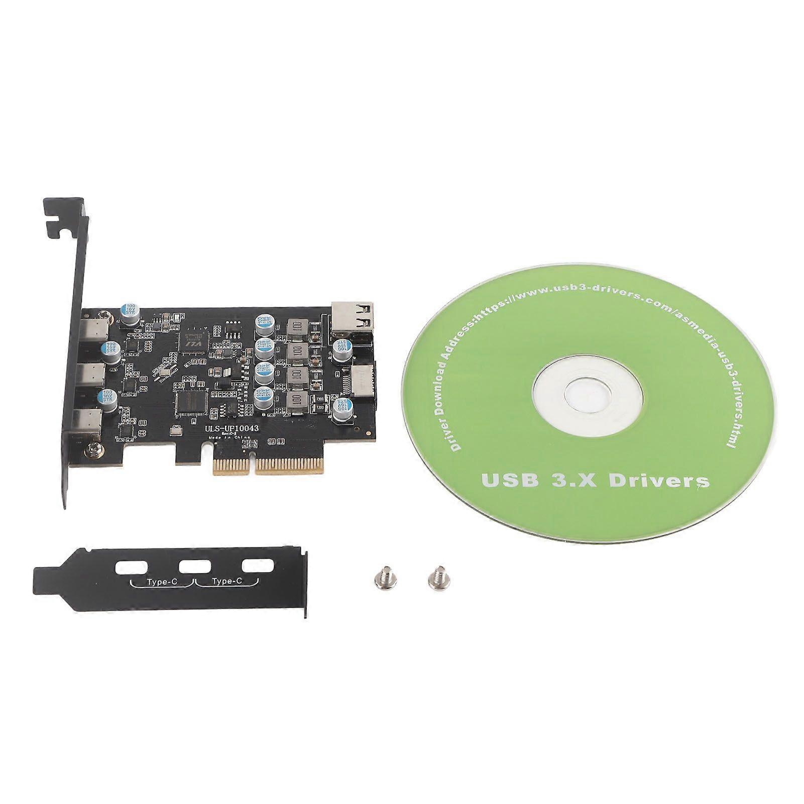 PCIe to Type C Expansion Card USB3.2 20Gbps Dual Chip 19Pin Connector PCIe Controller Card for Win 7 8 10 Desktop