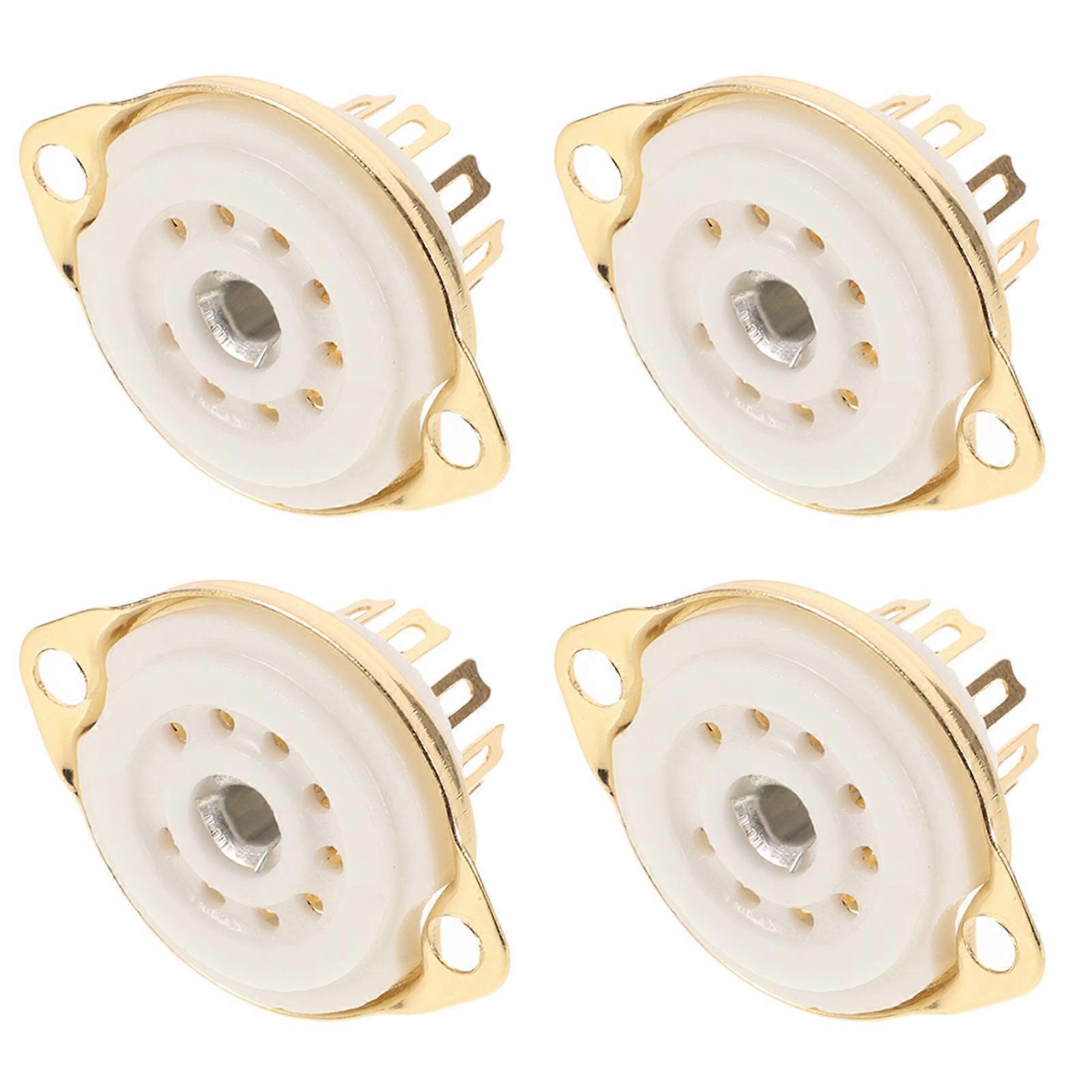 Ceramic Vacuum Tube Socket 9-Pin Design For Audio Equipment DIY Projects Made Of Golden Ceramic Material Enhances Audio Quality 4Set