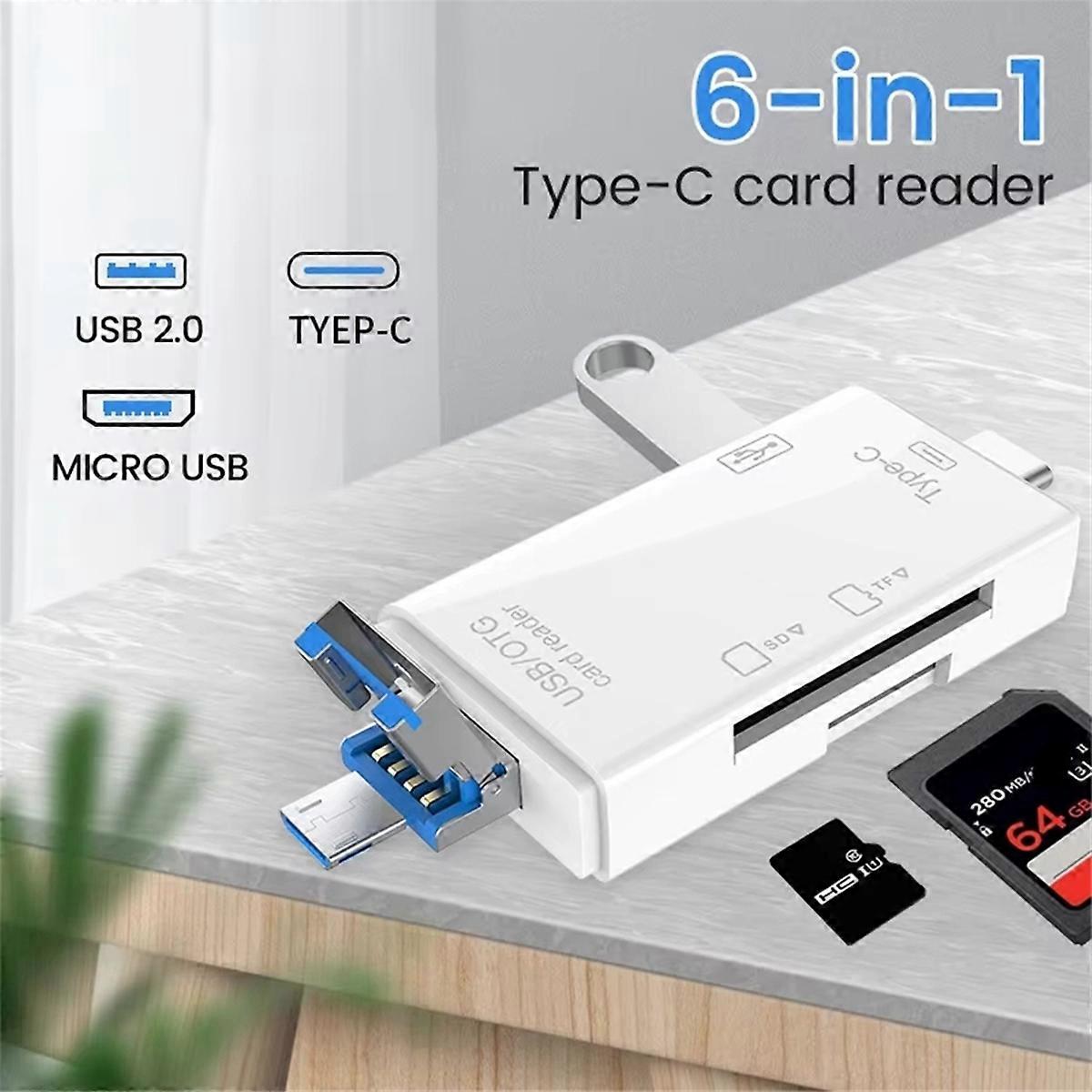 OTG SD TF Type C Micro-Sd Card Reader Type C to Usb Otg Adapter 6 In1 USB 2.0 TF Card USB Flash Drive Card Reader A