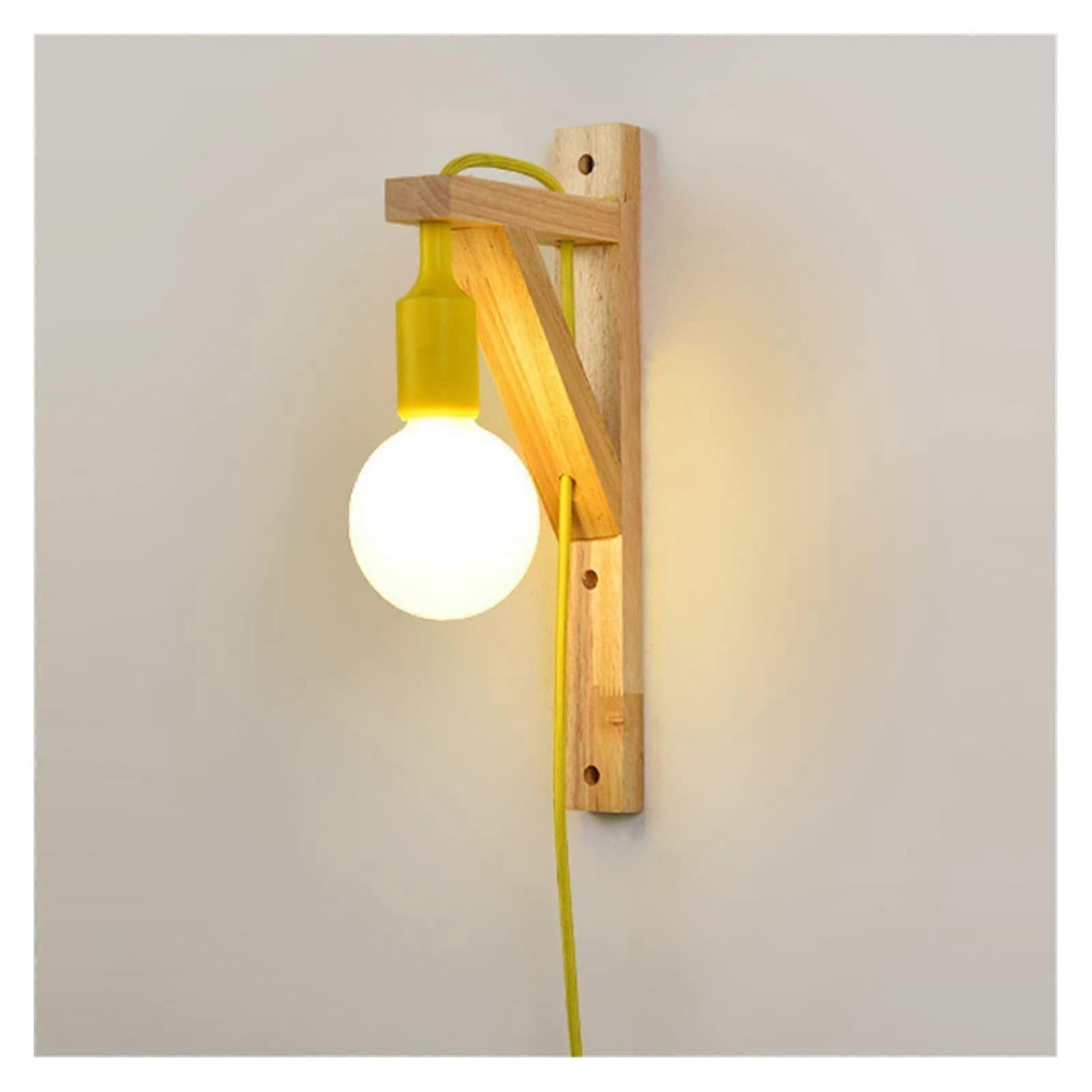 Simple Modern Wall Lamp Solid Wood Macaron Wall Sconce For Bedroom, Study, Balcony - Red, Without Bulb
