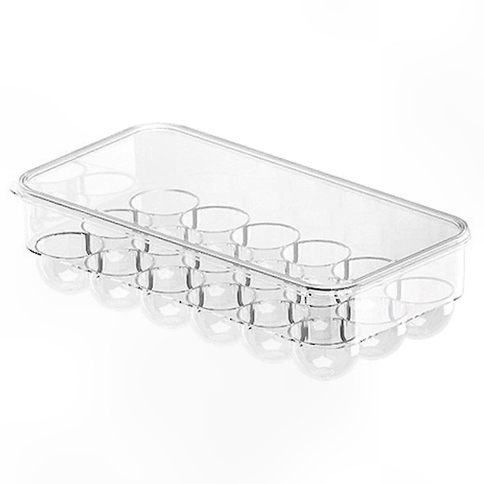 Clear Egg Storage Tray with Lid for 18-24 Eggs Space-Saving Design Fridge Organizer
