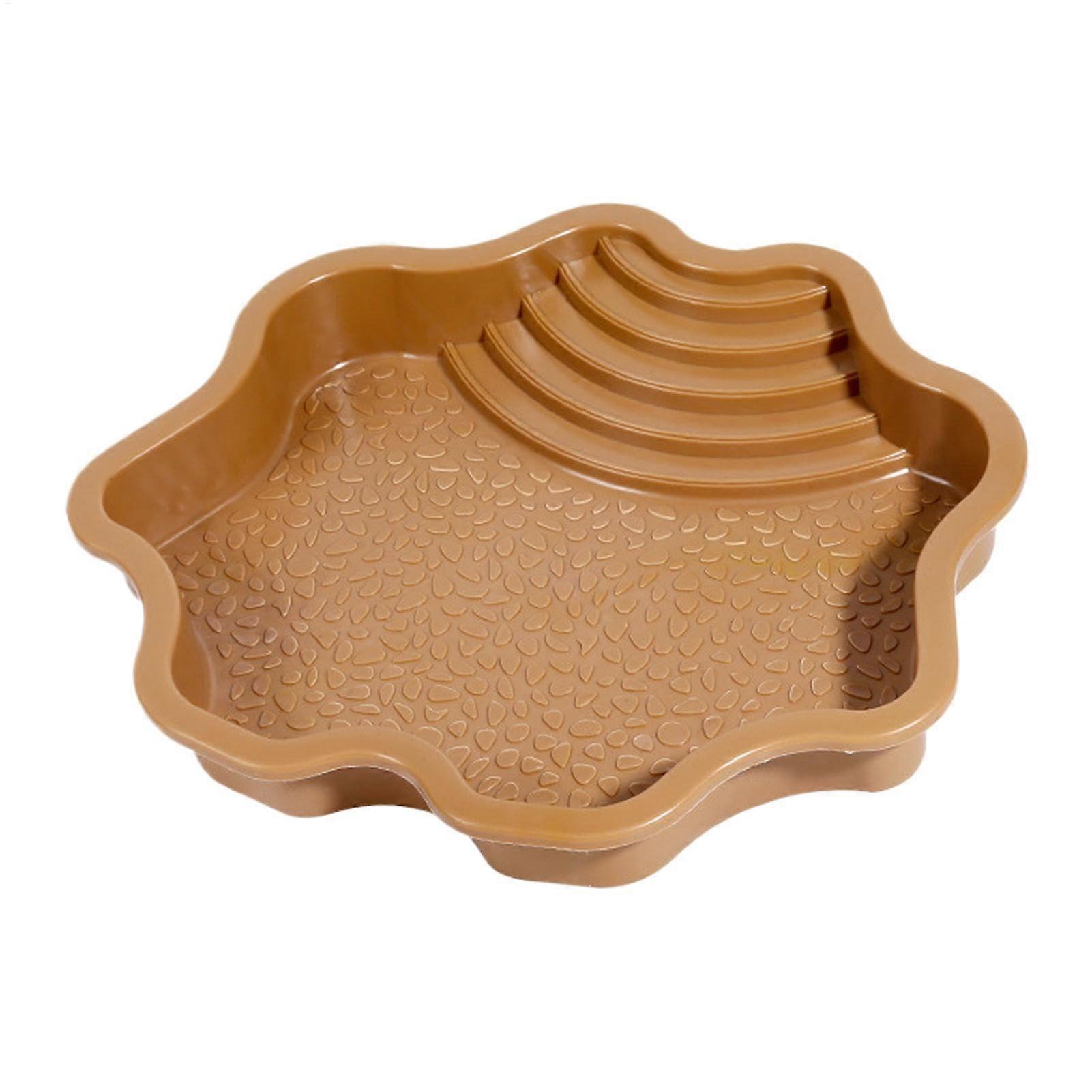 Reptile Bathing Pool Tortoise Feeding Water Bowl With Ramp For Gecko Bearded Dragon Lizard Snake Yellow Ornament