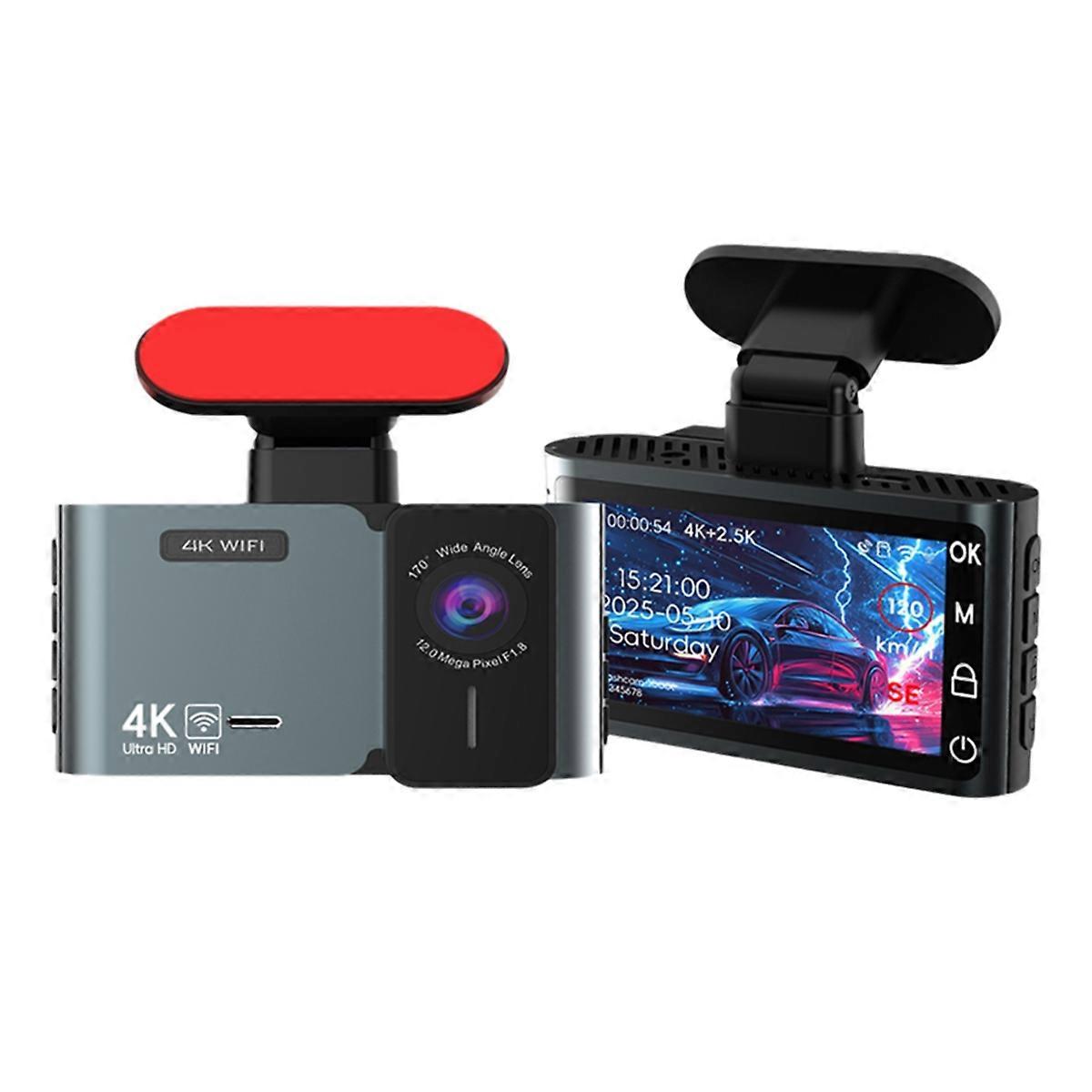 4K Front and 2.5K Rear Dash Cam with WiFi App Control GPS Support Night Vision G-Sensor Parking Monitor Loop Recording
