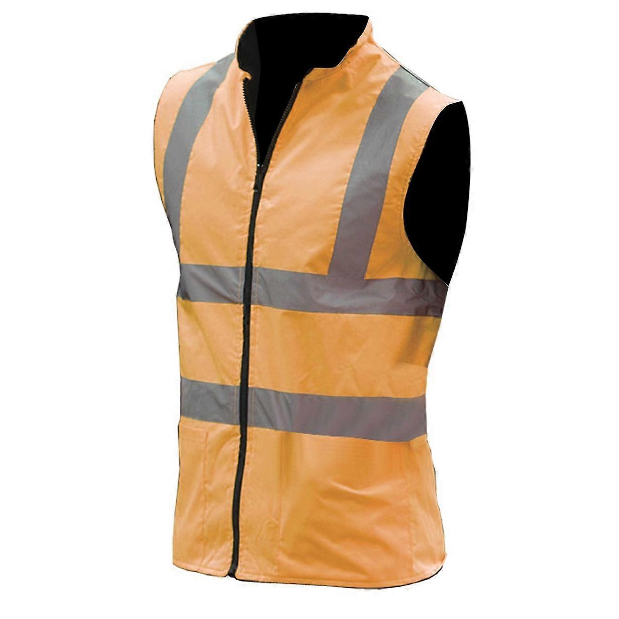 Yoko Mens Workwear Hi-Vis Reversible Fleece Vest / Jacket Hi Vis Orange L