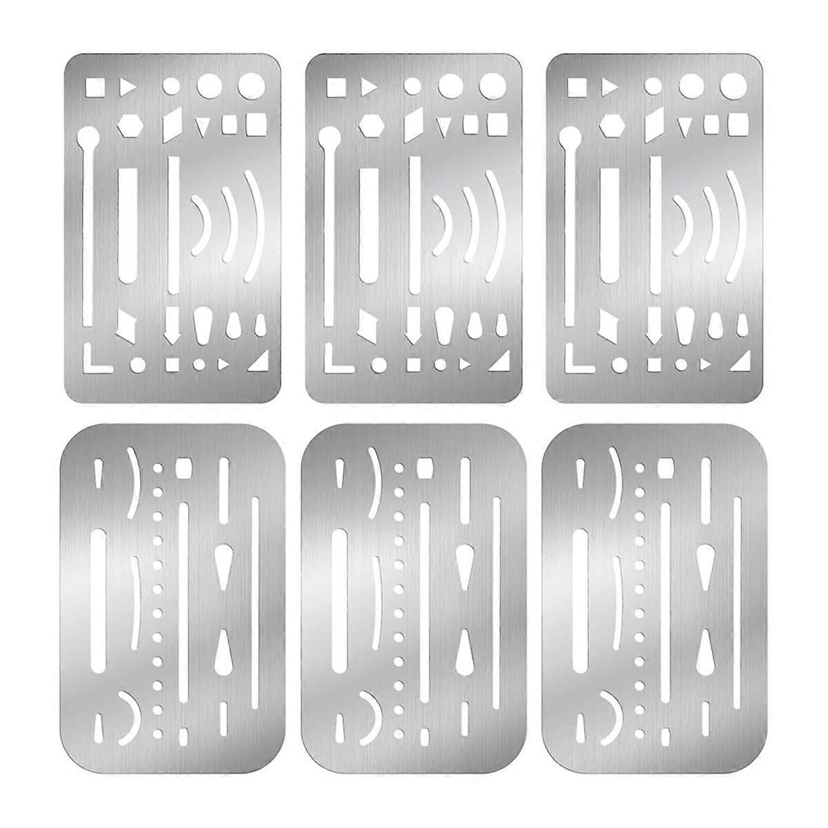 6PCS 2 Styles Stainless Steel Erasing , Eraser Shield Eraser Template Drawing Template Shield Drafting Tools