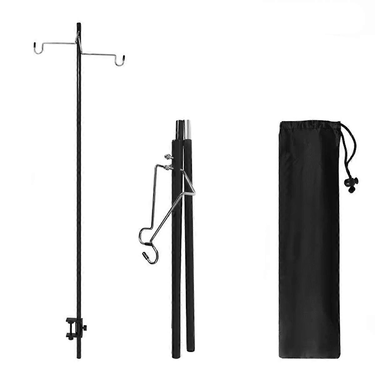 Outdoor Portable Folding Camping Lantern Stand Free Install Black