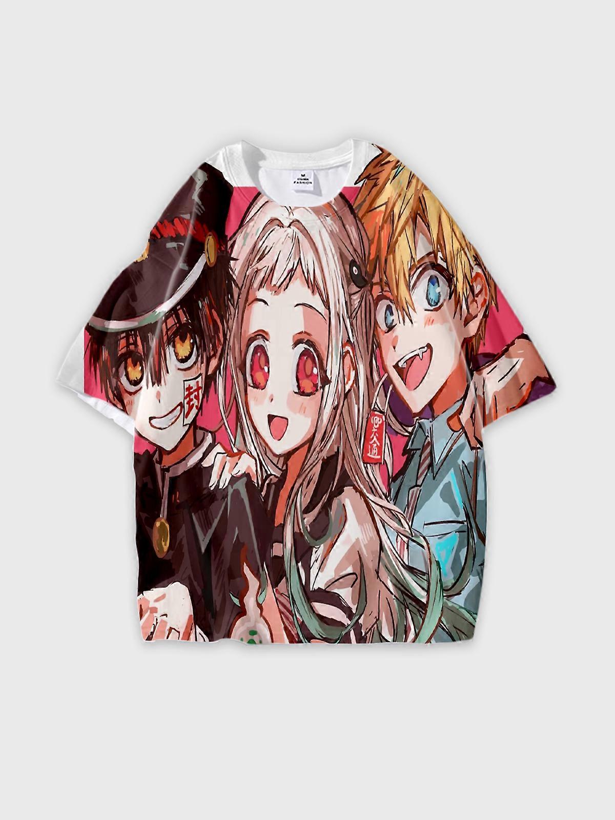 T-Shirt Round Neck, Loose Short Sleeve Toilet-bound Hanako-kun Graphic Tee, Unisex Summer Casual Top W1050