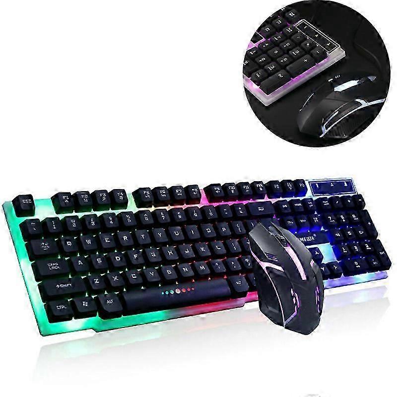 Gaming Tastatur und Maus Set, LED Hintergrundbeleuchtung Layout, Regenbogen Farb
