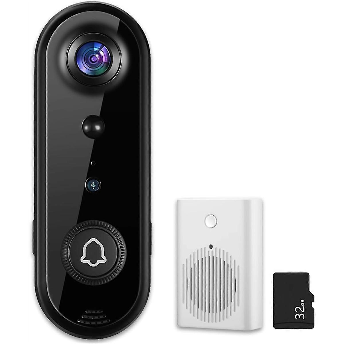 Doorbell Camera Wireless, No Monthly Fee, Video Doorbell with Chime, Motion Detection, 2 Way Audio,
