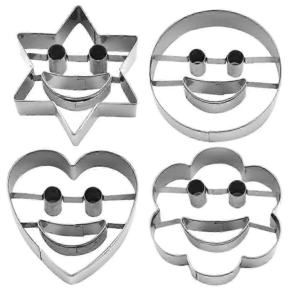 Cookie Molds 4 Piece Set Stainless Steel Flower Heart Round Hexagon Baking Tools