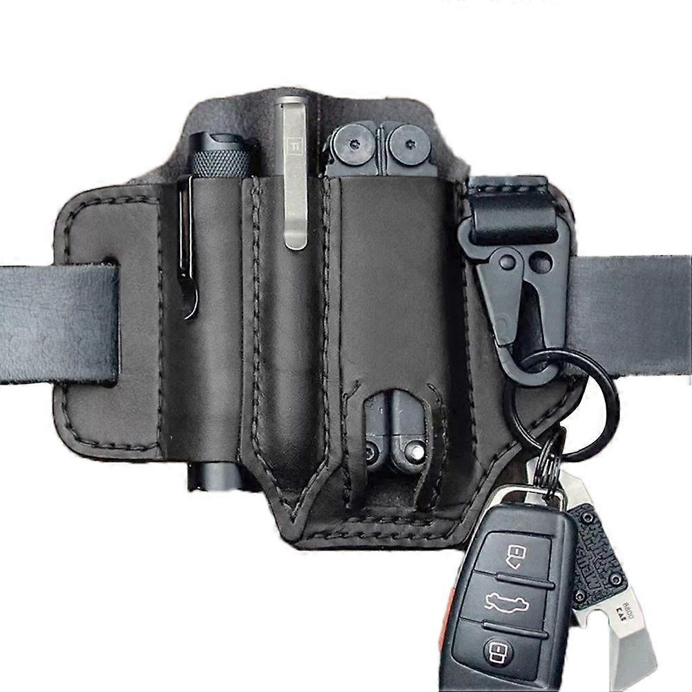 EDC Organizer Belt Loop Leather Multitool Holder for Pen Flashlight Tools and EDC Gear
