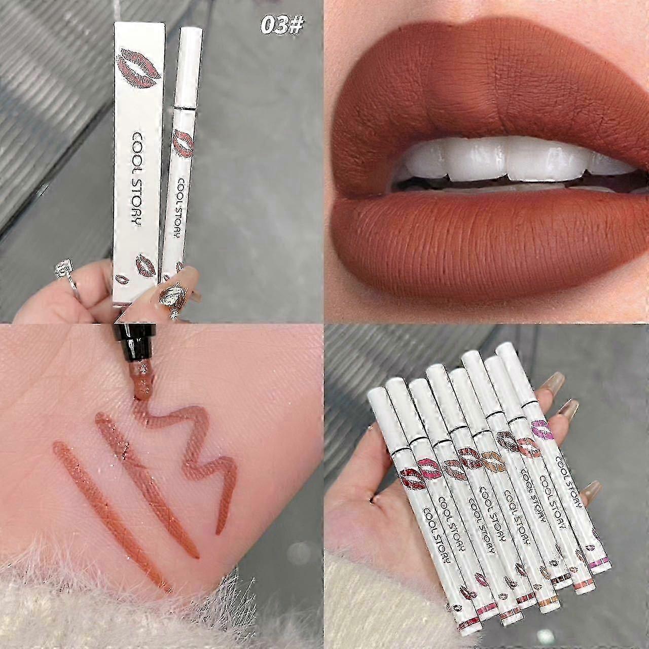 Waterproof Lip Stain Pen, 2-in-1 Long-Lasting Liquid Lipstick and Lip Liner for All-Day Wear