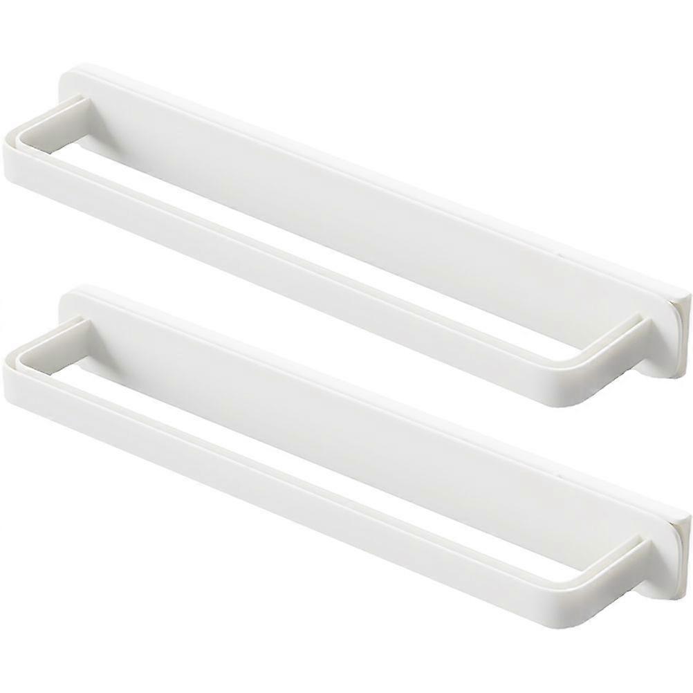 2pcs Self Adhesive Towel Rack Wall-mounted Push-pull Organizer Towel Holder