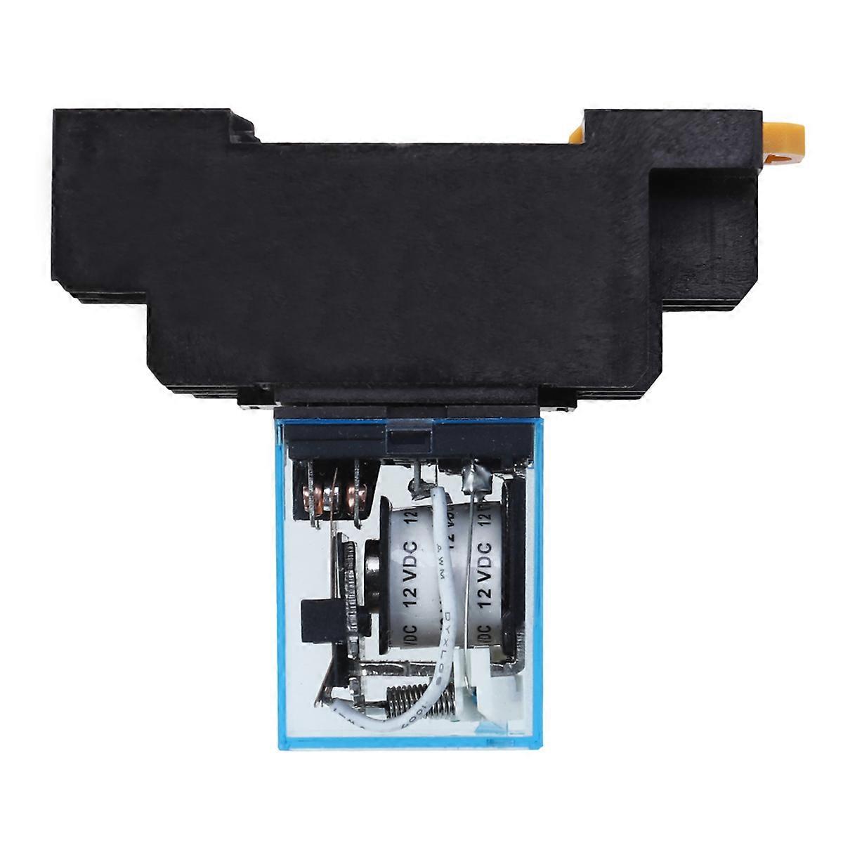 Auto Adjust Relay Dc 12V Small Auxiliary for Remote Control Electronic Equipment Black with Base 1Pack