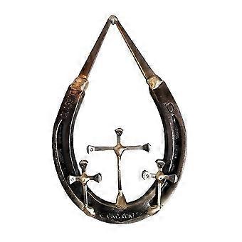 Horseshoe Nail Crucifix Wall Decoration Spiritual Art Sculpture