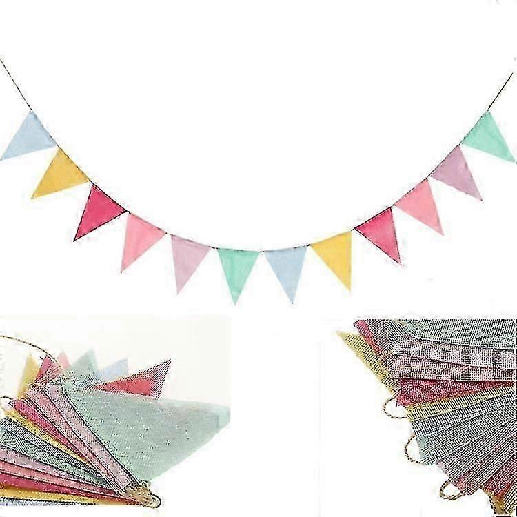 10M Bunting Banner, Burlap Fabric Flag Banners with 48pcs Triangle Flags Multicolor Bunting Garlands Wedding, Birthday, Home, Party Decoration