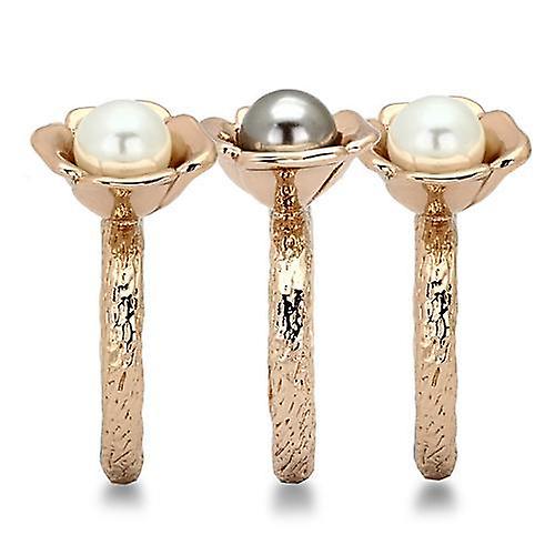 IP Rose Gold(Ion Plating) Stainless Steel Ring with Synthetic Glass Bead in Multi Color for Women Style TK852