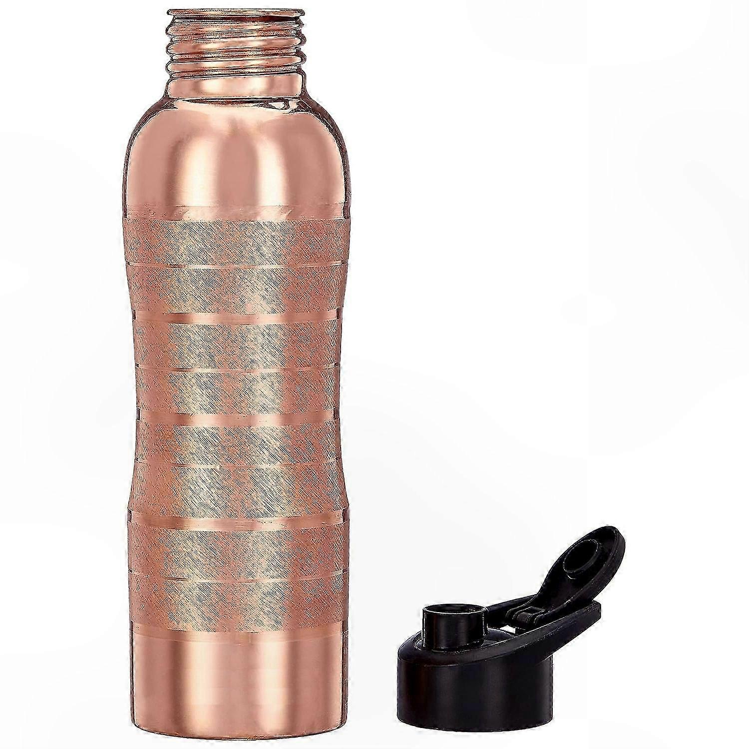 Pure Copper Water Bottle with Flip Top - Leak and Rust Proof, Durable Lining Finish for Home, School, and Office Use