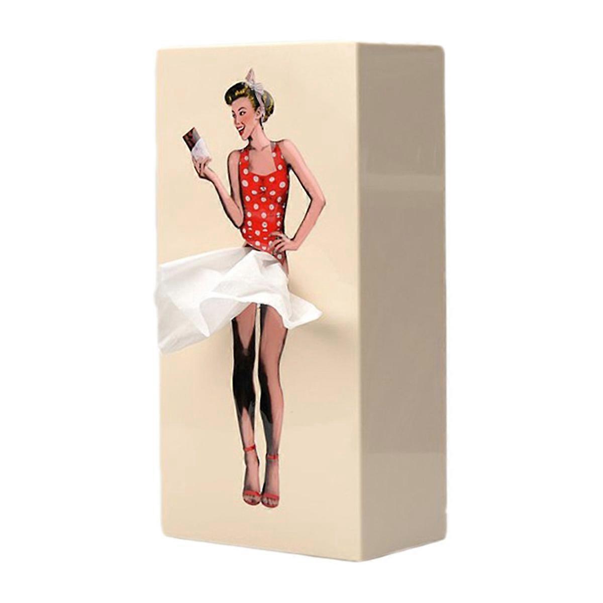 Creatives Lady Flying Skirt Tissue Box Beige