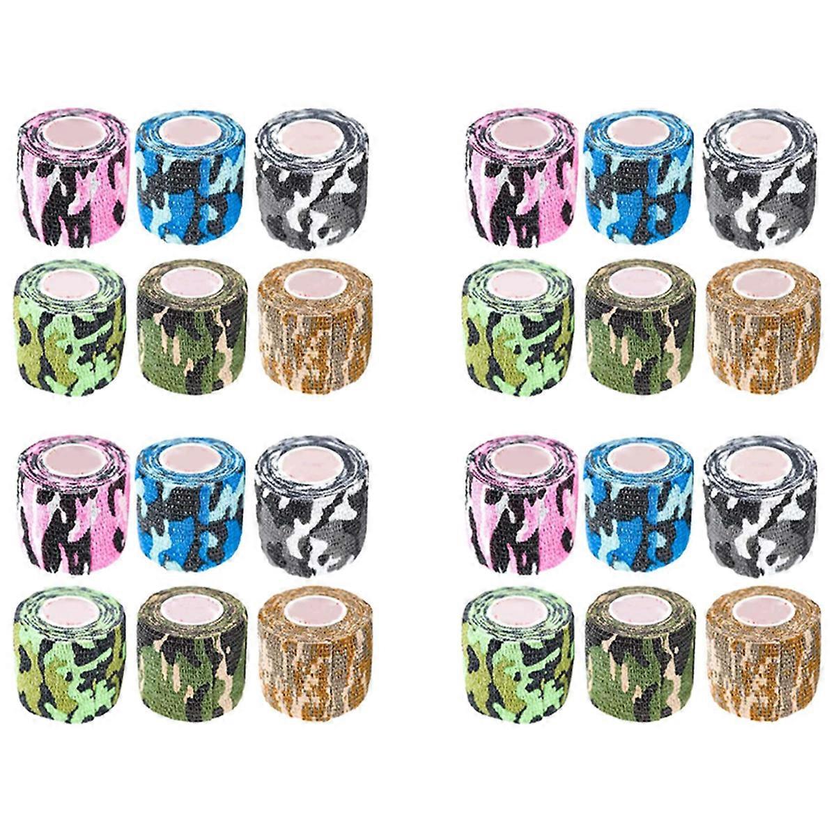 24 Roll Wrap Tape Bulk (Assorted and Camouflage Colors Random) Vet Tape Self Adhesive Adherent