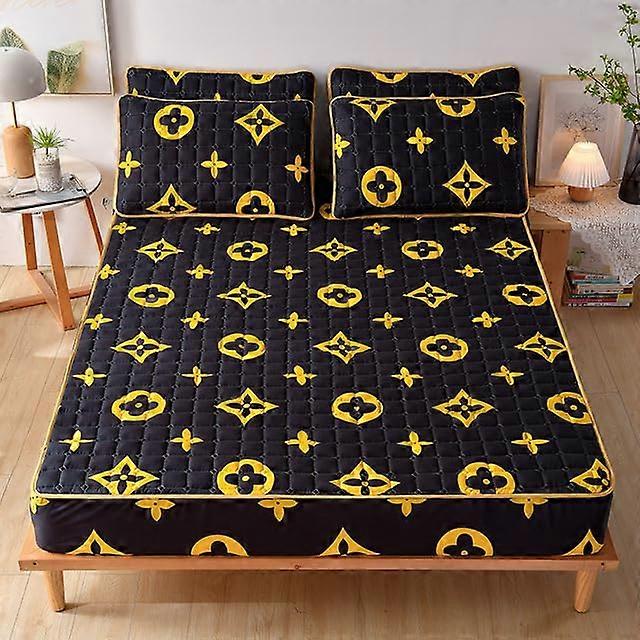 Thick Quilted Elastic Fitted Sheet Queen Size Soft Breathable Mattress Latex Cushion Cover Non Slip Washable Protector