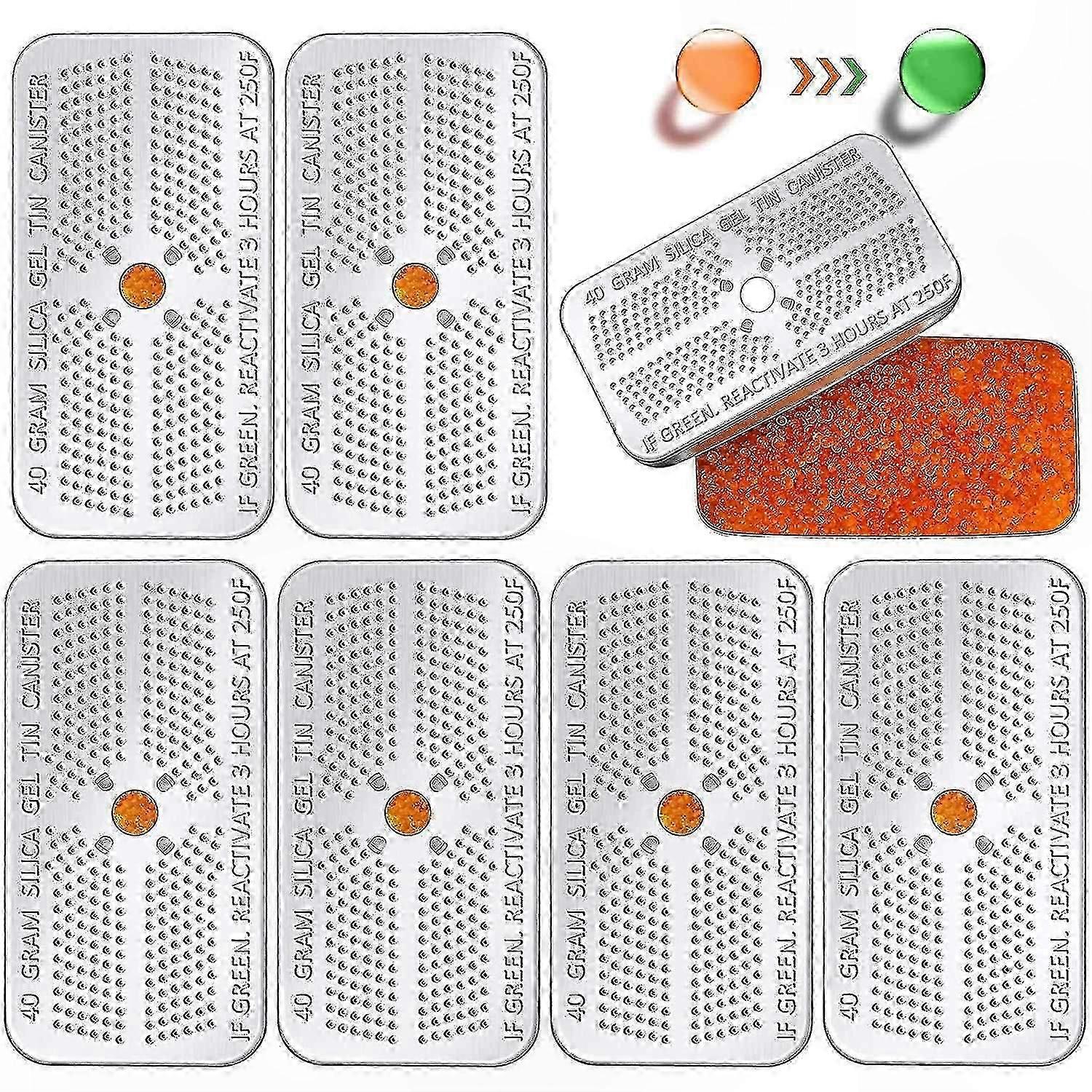 6-Pack 40g Orange Silica Gel Canisters for Moisture Control and Dehumidification Reusable Desiccant Solution