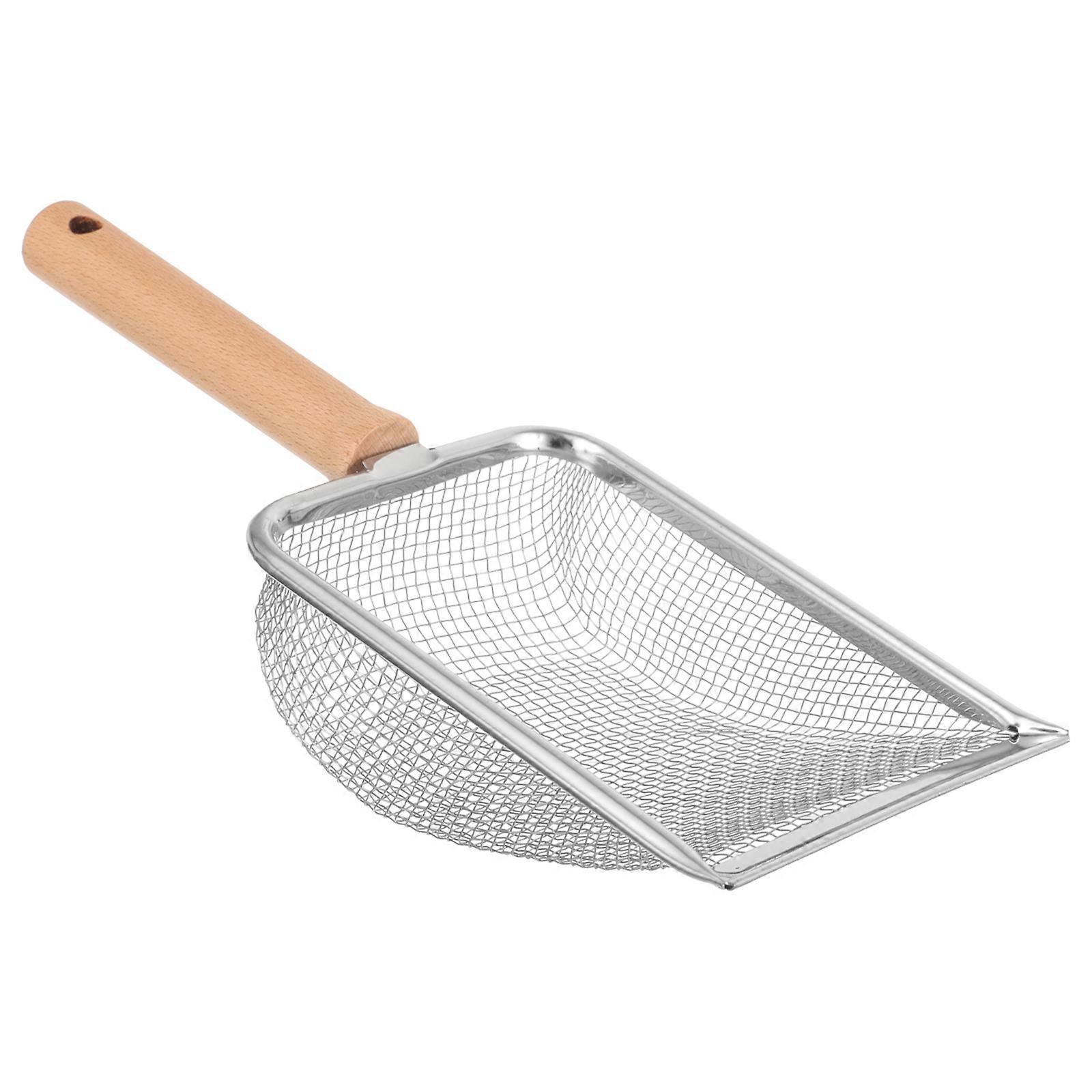 Metal Litter Scoop for Cat and Reptile with Wooden Handle 4Pcs Set