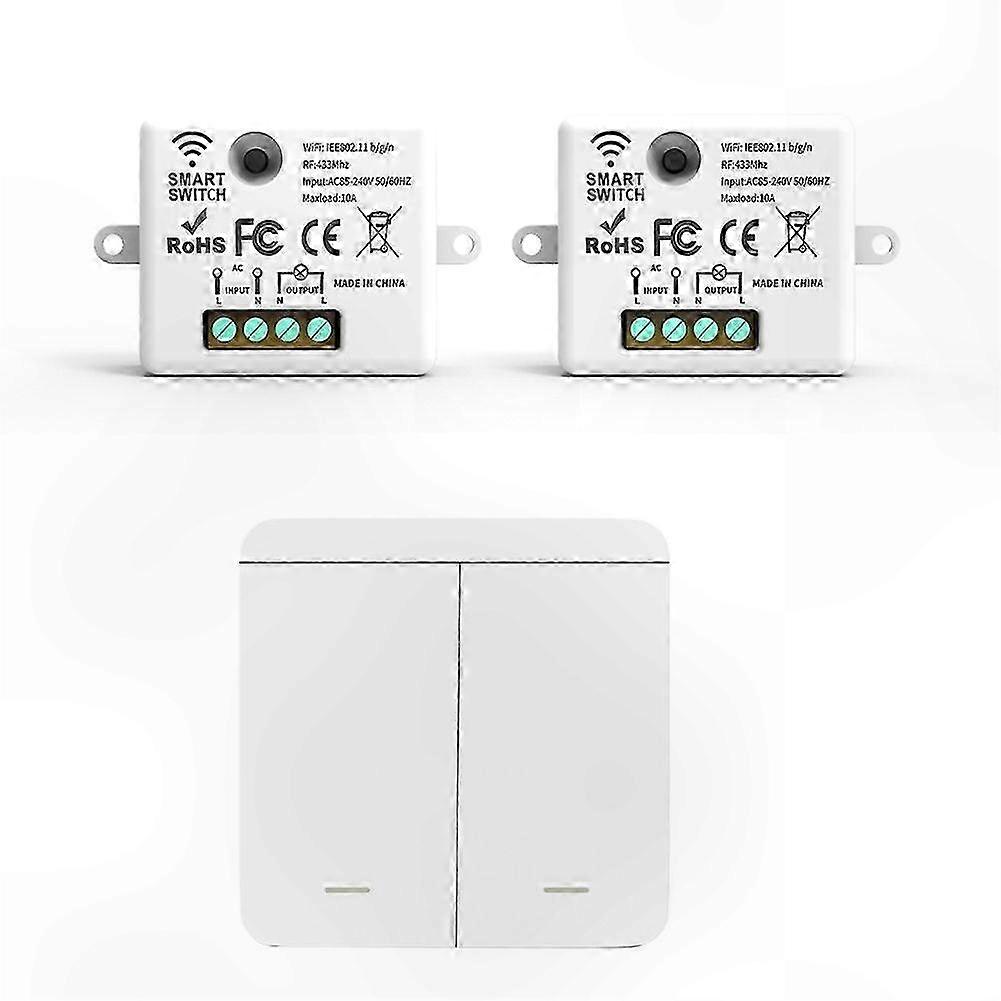 Dual Wireless Light Switch with RF 433MHz Receiver and Remote Control for LED Lighting Solutions