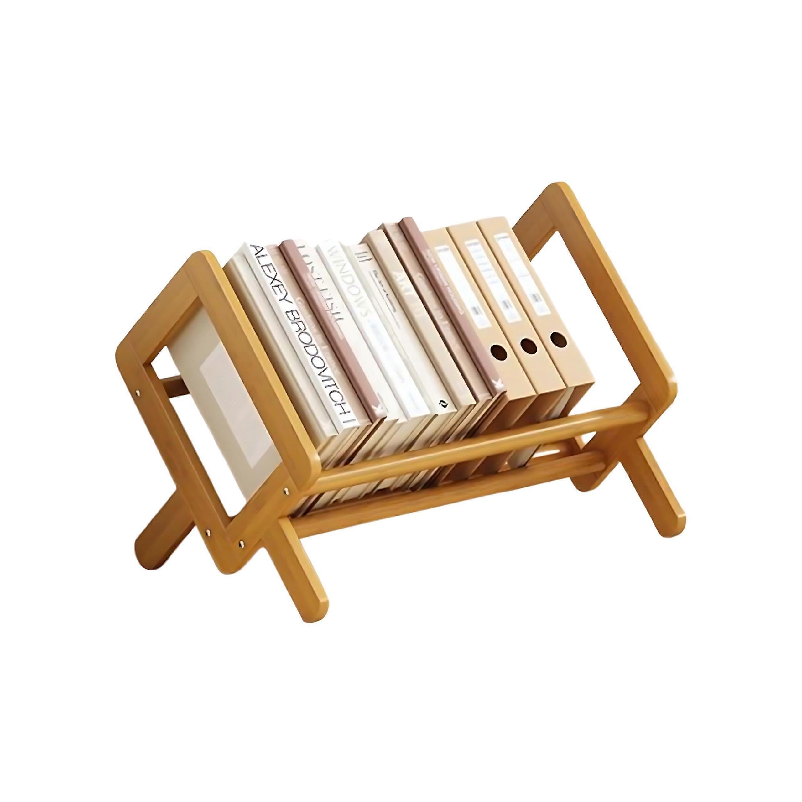 Wood Tilting Bookcase Desktop Book Shelf Organizer Display Stand 33cm Tilted Tabletop Rack For CDs Magazines Books