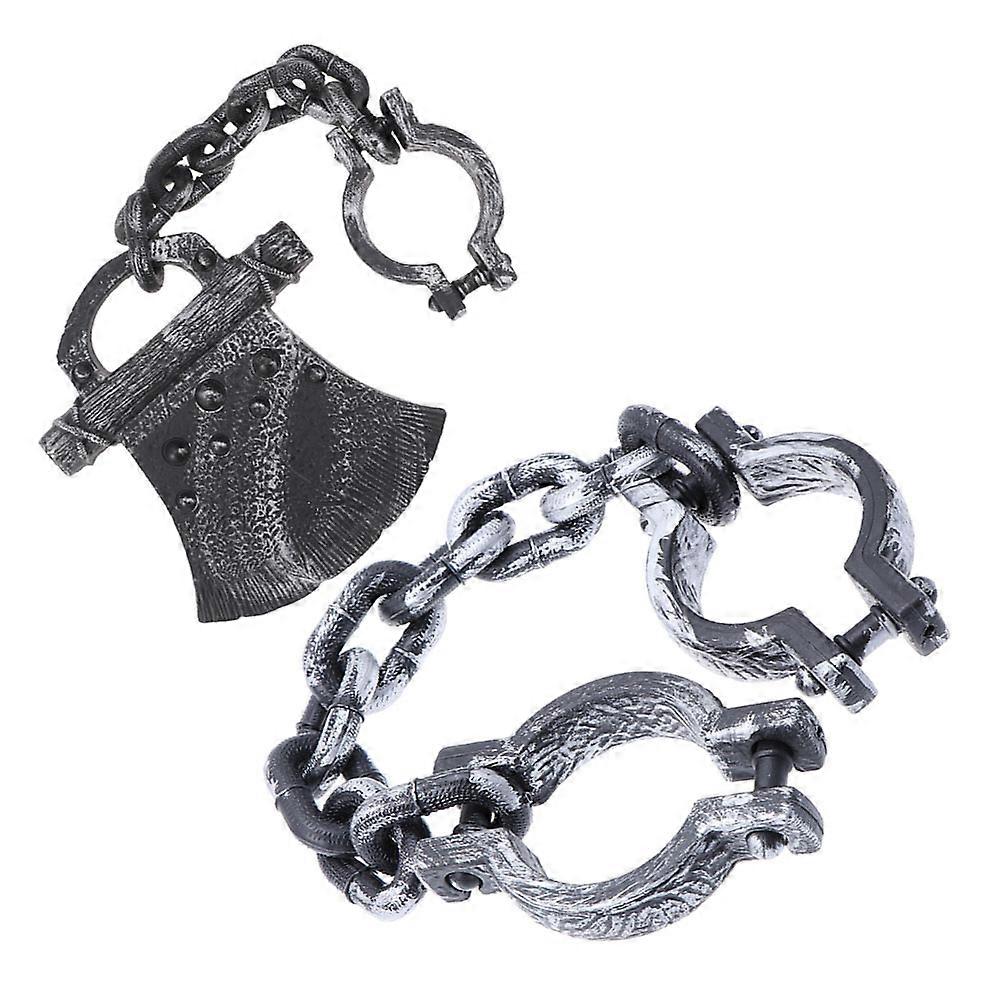Plastic Halloween Chain Prisoner Prop for Party Use 2Pcs Costume Accessory